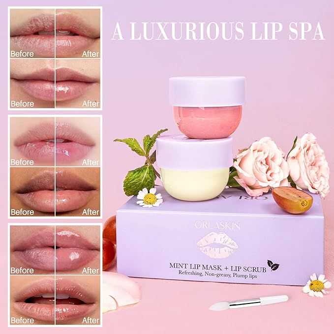 Lip Mask & Lip Scrubber Exfoliator Lip Sleeping Mask Overnight for Dark Lips to Lighten Moisturizer Lip Butter Balm for Dry Chapped Cracked Peel Lips Skin Care（Mint Flavor）-Velvo Beauty