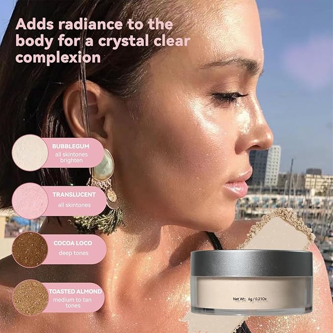 Loose Face Powder Glitter Setting Powder Matte Finishing Powder Shine,Long-lasting,Lightweight,Sets Foundation Makeup-Velvo Beauty