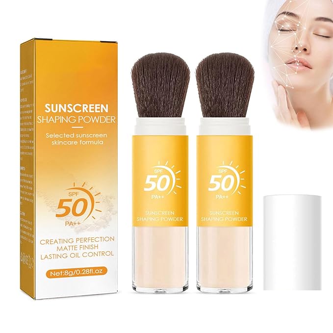 Sunscreen Setting Powder SPF 50 Loose Powder with Brush Natural Mineral Makeup Setting Powder Translucent 0.28 oz for All Skin-2PC-Velvo Beauty