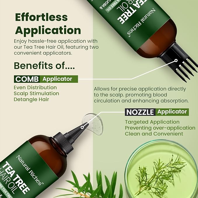 Natural Riches Tea Tree Oil for Hair - Blended with Vitamin E and Castor Oil for Hair Growth - Tea Tree Scalp Treatment for Dry Scalp - Lightweight Scalp Oil for Healthy, Strong Hair - 8 fl oz-Velvo Beauty