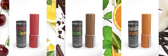 Hurraw! Cherry Lemon, Chocolate Mint & Vanilla Orange Lip Balm 3 Pack Bundle: Plastic-Free with new cardboard push-up tube. Certified Organic, Natural & Vegan. Bee, Shea, Soy & Palm Free. Made in USA-Velvo Beauty