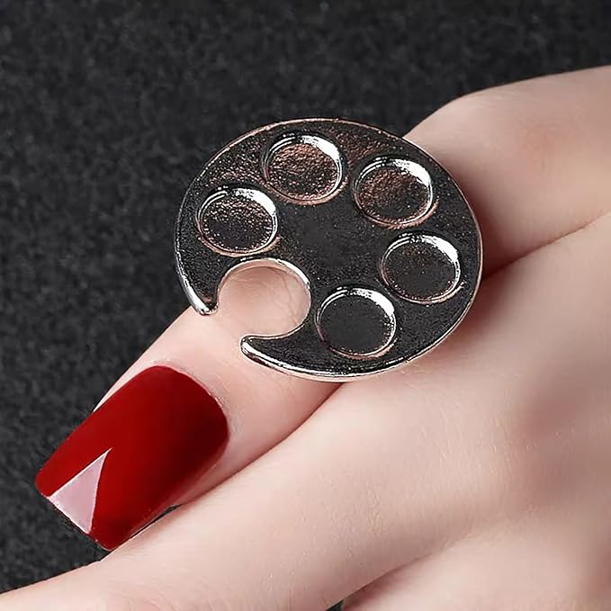 Makeup Spatula Set Stainless Steel, Make Up Tools Mini Mixing Tray with Finger Ring, Round Makeup Paint Palette-Velvo Beauty