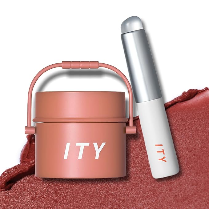 ITY Velvet Matte Finish Lip Stain-Mousse Textured Pudding Pot Lip Clay with Brush, Nude Shade, Dual-Use as Lipstick and Blush, Conceals Lip Lines, Rich Pigment, 0.21 oz (6g) in Terracotta Kiss-Velvo Beauty