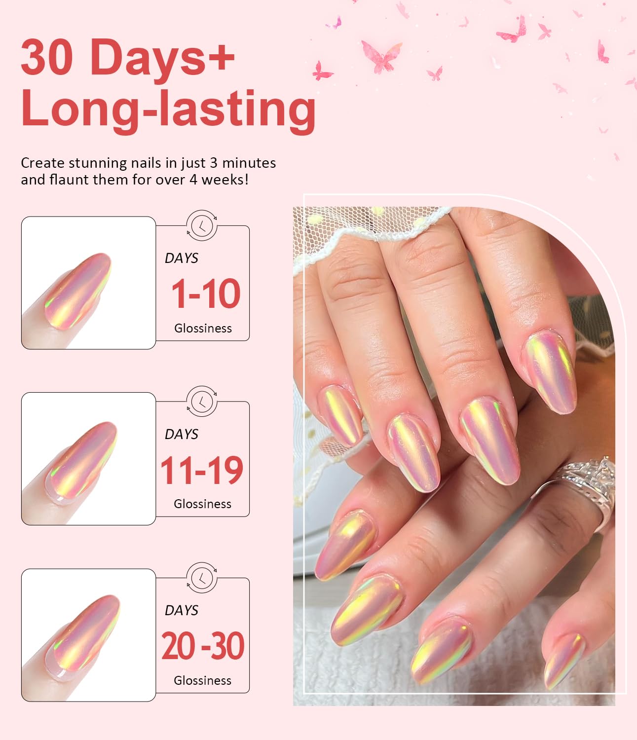 Chrome Nail Powder - Pearl Chrome Nail Powder Glitter Powder, Aurora Chrome Nail Powder Ice Translucent Iridescent Mermaid Pigment Dust Nail Powder Kit For Manicure Decoration DIY-Velvo Beauty