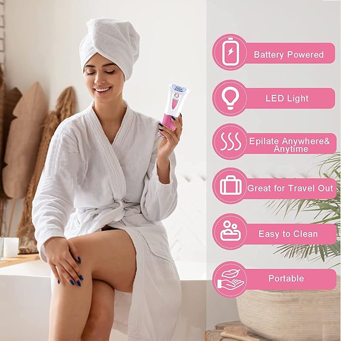 Glabrouse Skin Epilator, Epilators Hair Removal for Facial, Epilators with LED Light, Cordless Hair Removal Device, Epilator for Women, Facial Hair Removal for Bikini Arm Legs Armpits-Velvo Beauty