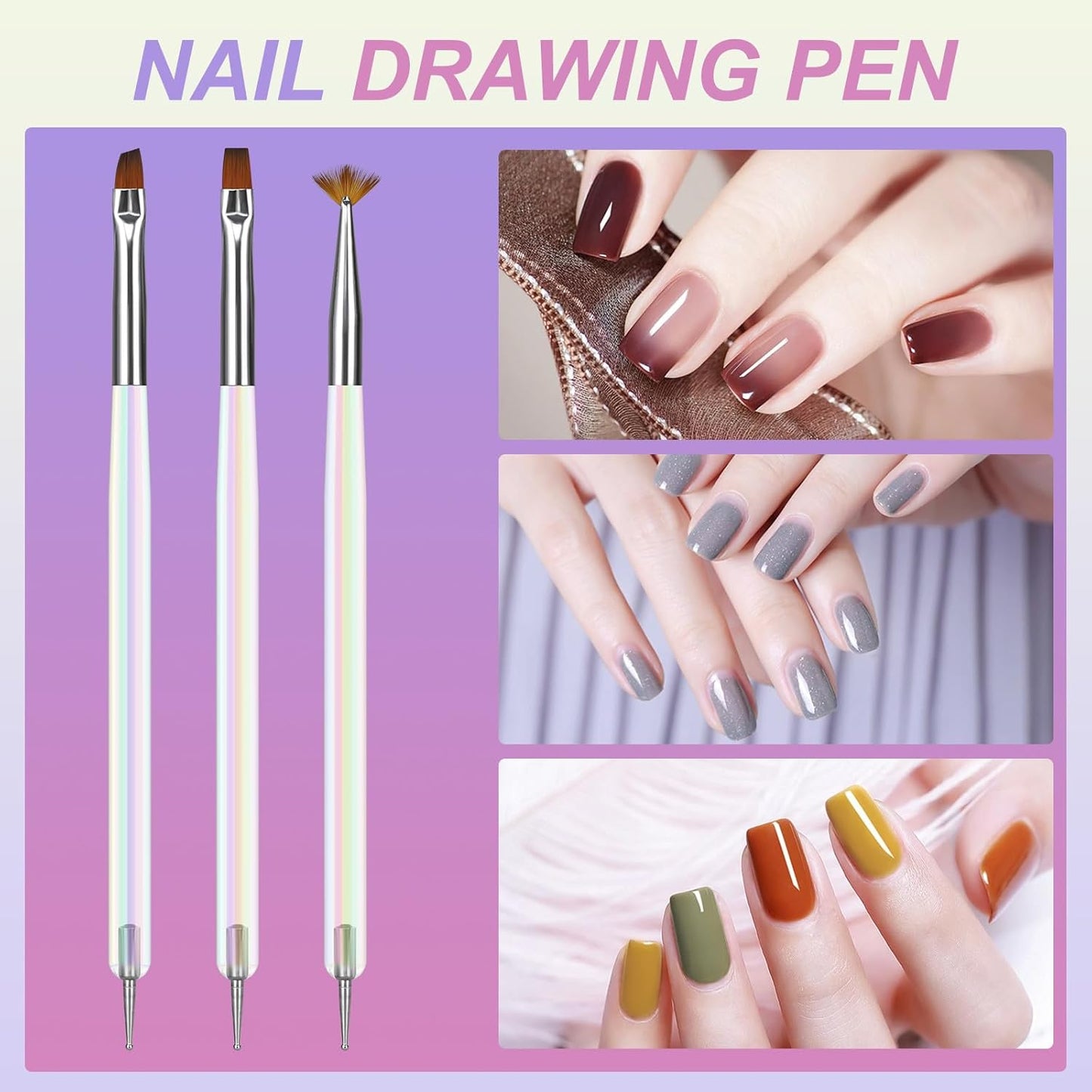 Artdone 12 PCS Nail Art Brushes Set Nail Art Liner Brush and Nail Dotting Pen Gel Polish Painting Tools For Nail Art Design Include Extension Gel Nail Brush And Arylic Nails-Velvo Beauty