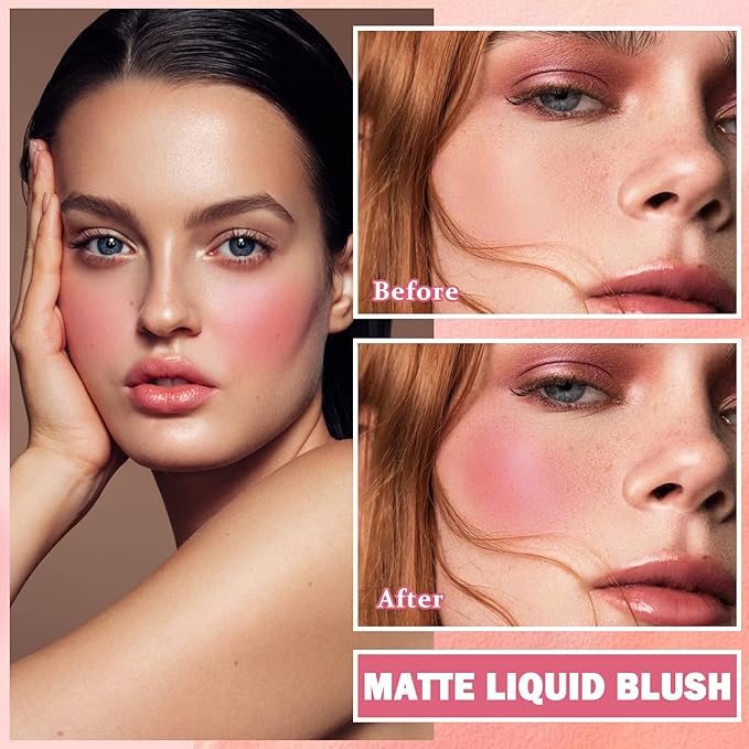 Liquid Blush Cream Blush Soft Matte Blush Liquid Stick for Cheeks Natural Cream Blush Makeup Dewy Face Blush Cosmetics - 02 Pink-Velvo Beauty