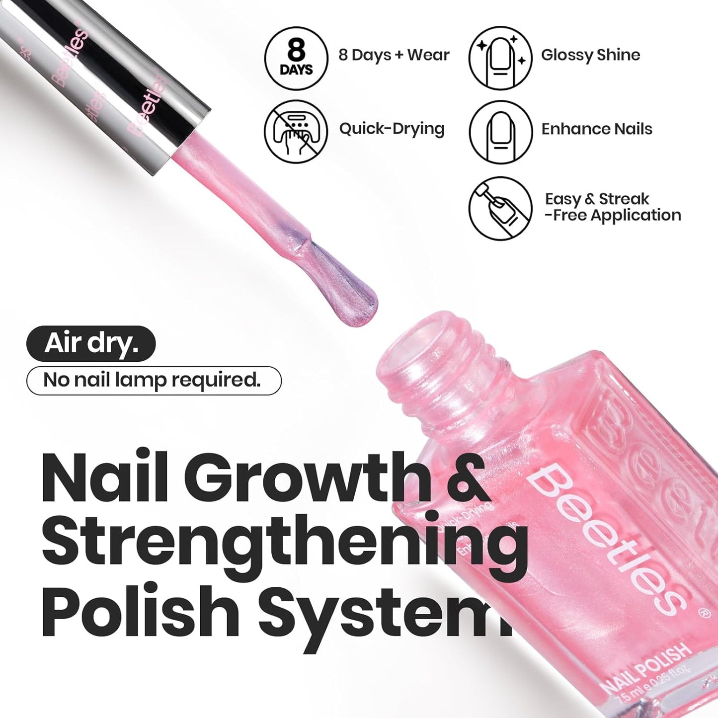 Beetles Nail Polish Set, 6 Colors Pearl Nail Polish Kit Pastel Pearl Shimmer Pink Orange Blue Green Dreamy Swirl Quick Dry Fingernail Polish Gifts for Women Salon DIY Manicure Kit-Velvo Beauty