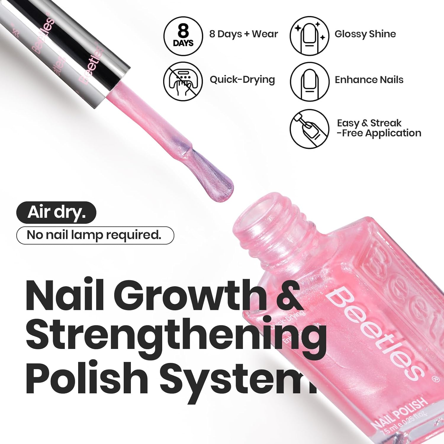 Beetles Nail Polish Set, 6 Colors Pearl Nail Polish Kit Pastel Pearl Shimmer Pink Orange Blue Green Dreamy Swirl Quick Dry Fingernail Polish Gifts for Women Salon DIY Manicure Kit-Velvo Beauty