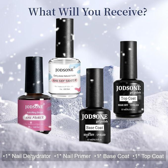 JODSONE 4 Bottles of 15 Capacities of Nail Dehydrator Nail Primer Base Top Coat Long Lasting and Easy to Apply Large Bottle-Velvo Beauty