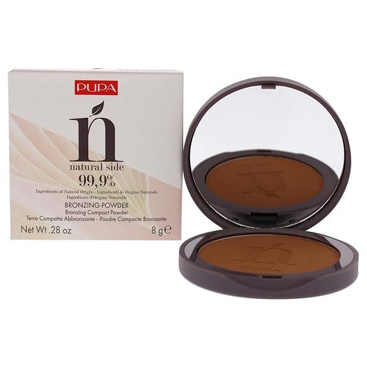 PUPA Milano Natural Side Bronzing Powder 003 Intense Bronze - Add Warmth and Glow to Skin - Easy Blending Bronzer Contour Makeup Powder to Brighten Complexion - 99.9% Natural Formula - 0.28 oz-Velvo Beauty