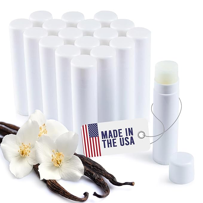 Lip Balm Bulk Unlabeled - Made in USA Bulk Chapstick - Natural Ingredients Vitamin E Shea Butter - Custom Chapstick Bulk For Party & Wedding Favors (18 Count, Vanilla)-Velvo Beauty