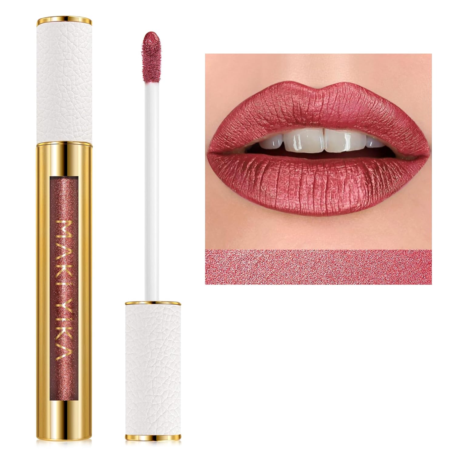 MAKI YIKA Red Lipstick for Women Metallic Lipsticks Glitter Long Lasting Lipstick No Smudge No Transfer Liquid Pink Lip Gloss (BR05 Victoria)-Velvo Beauty