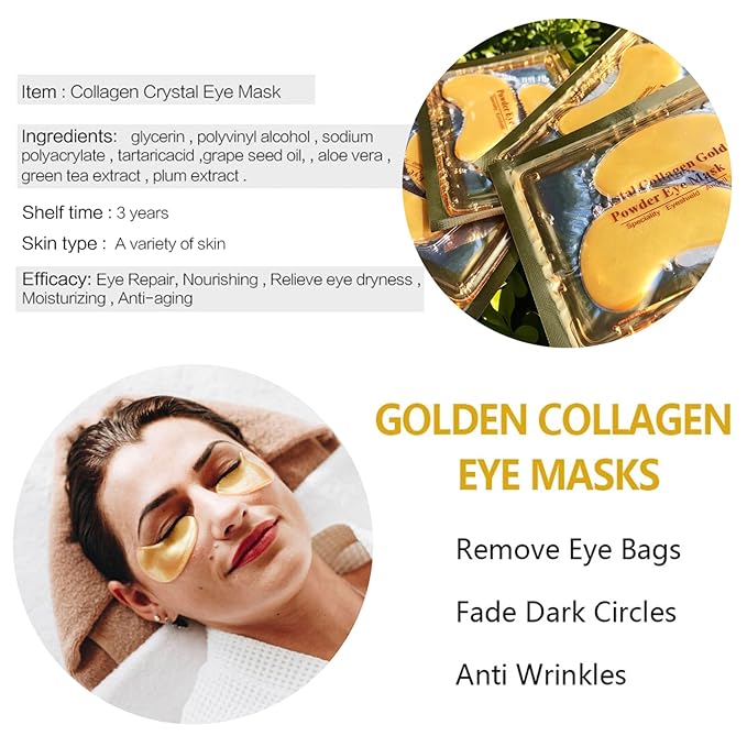 30 PCS Under Eye Collagen Patches,Crystal Pink Collagen Lip Masks，Gold Moisturizing Under Eye Mask，moisturizing skin, anti-chapping and anti-aging.…-Velvo Beauty