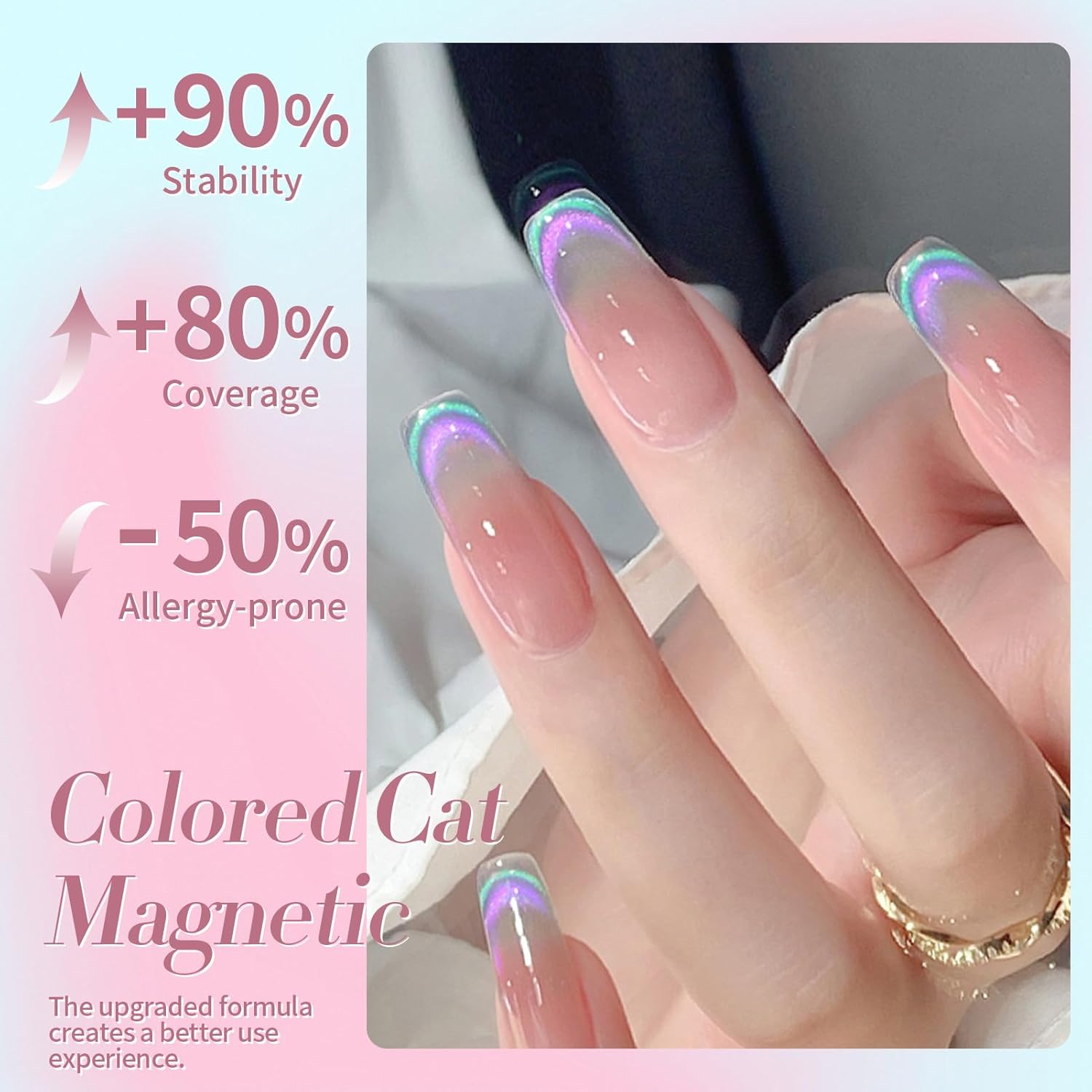 Born Pretty Cat Magnetic Eye Gel Nail Polish Rainbow Aurora Cat Magnetic Gel Polish Firefly Blue Purple Cat Magnetic Eye Gel Manicure Nail Art DIY 15ml-Velvo Beauty