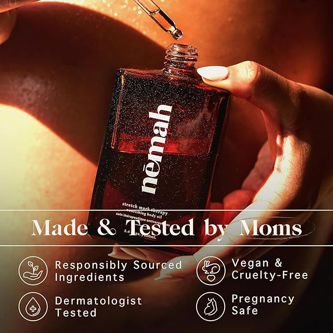 Nemah - Nourishing Belly Oil for Pregnant Women - Hydrating Stretch Mark Oil with Jojoba and Coconut Oil - Vegan & Cruelty-Free - 3.4 fl. oz.-Velvo Beauty
