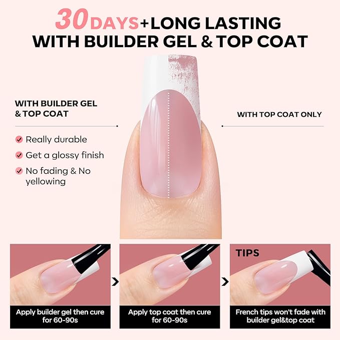 modelones French Tip Press on Nails, 150Pcs Long Square Fake Nails with Nail Box, Pink & White Gel Nail Tips for Women, Soft Glue-On Nails for Natural Salon Look, DIY Nail Art Kit (15 Sizes)-Velvo Beauty