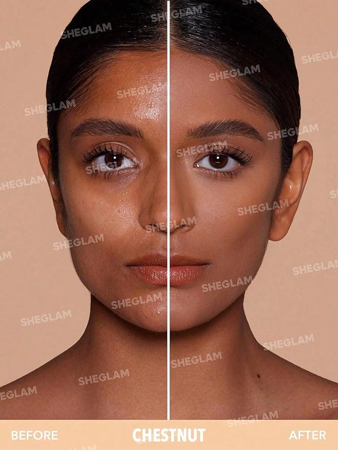 SHEGLAM SKin-Focus Full Coverage Powder Foundation Oil-Control Lightweight Face Pressed Powder Makeup-Wheat-Velvo Beauty