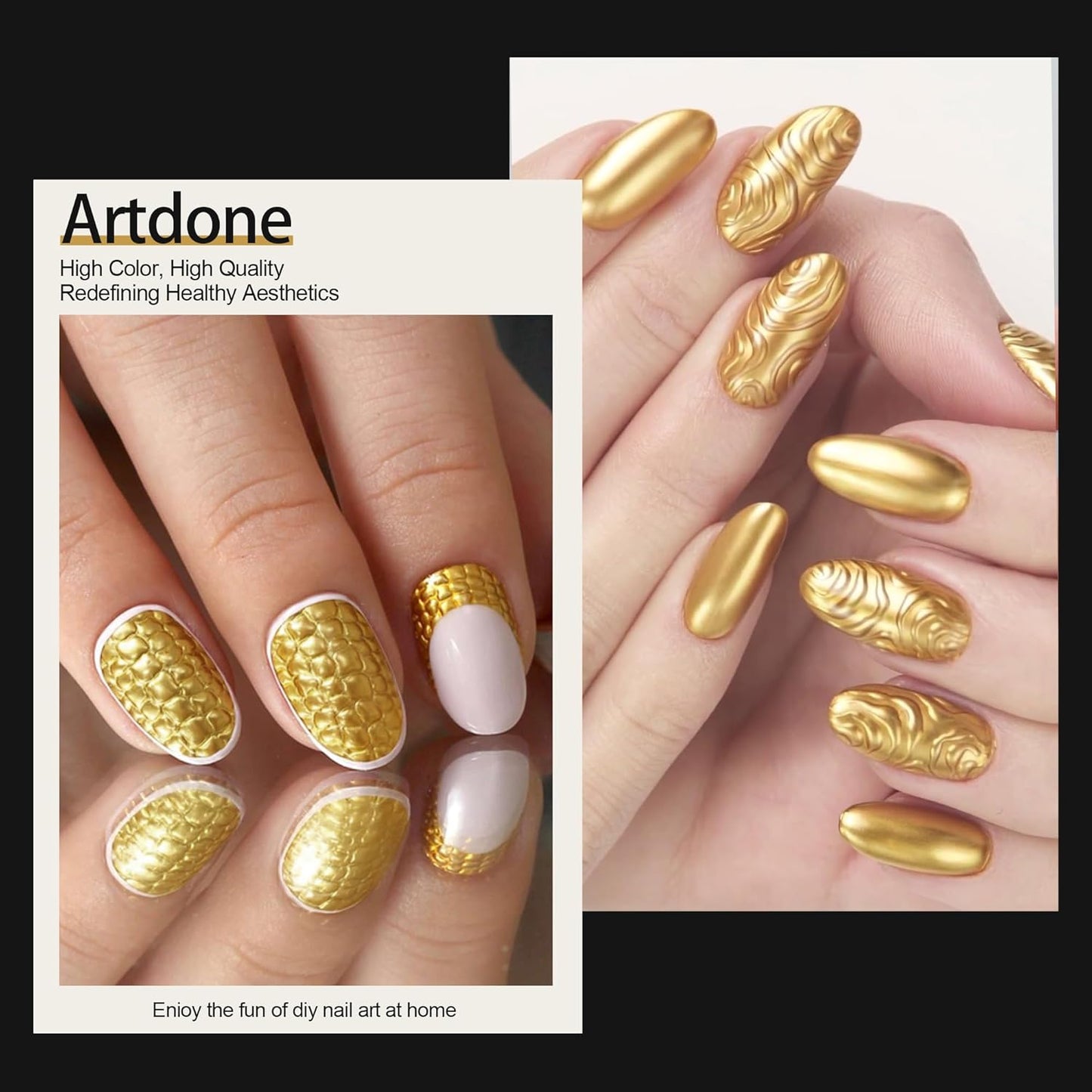 Artdone Chrome Nail Powder, Gold Iridescent Aurora Powder Metallic Mirror Effect Pigment Pearlescent Mermaid Pigment Pearl Glitter Dust Kit, Nail Art Decoration, Resin Craft-Velvo Beauty
