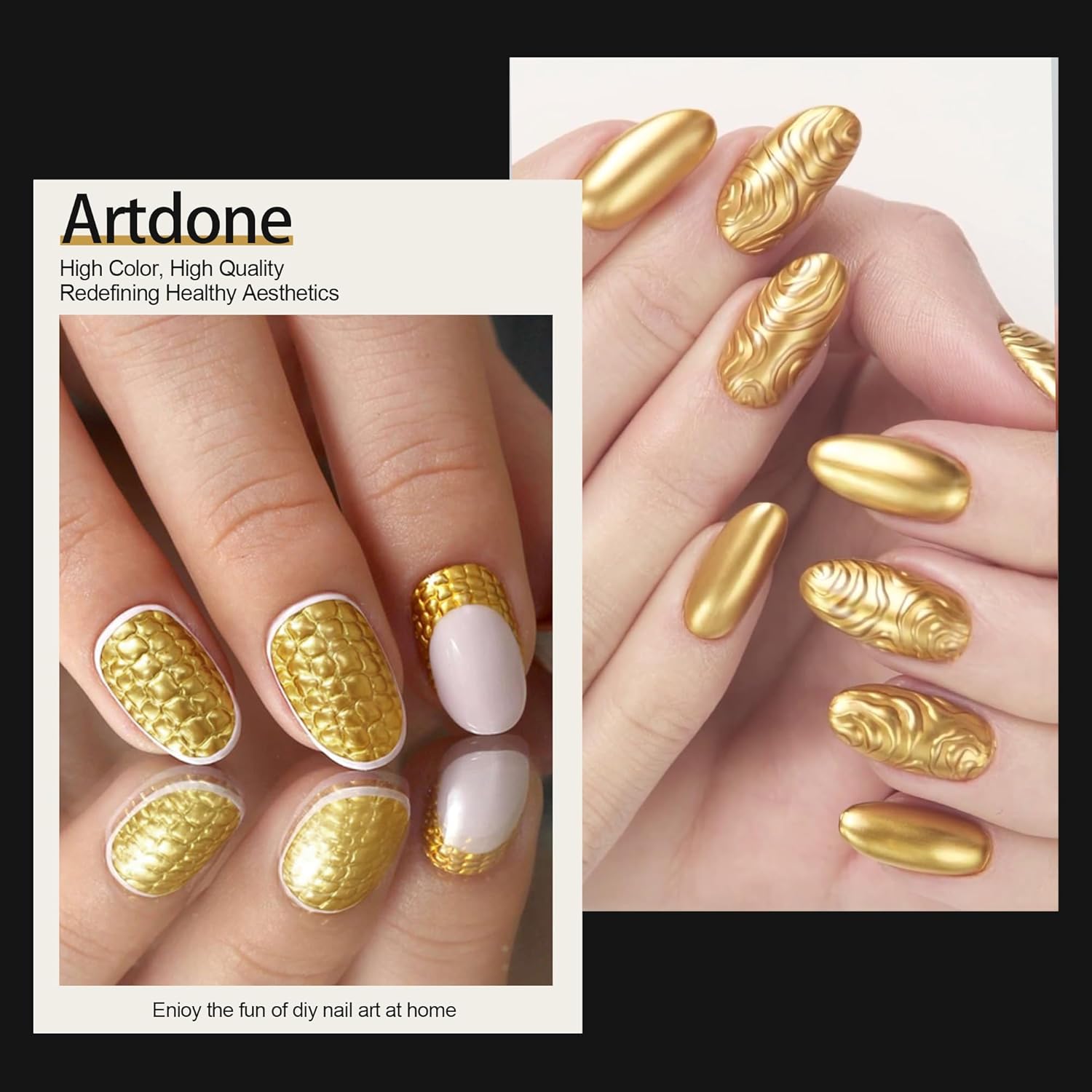 Artdone Chrome Nail Powder, Gold Iridescent Aurora Powder Metallic Mirror Effect Pigment Pearlescent Mermaid Pigment Pearl Glitter Dust Kit, Nail Art Decoration, Resin Craft-Velvo Beauty