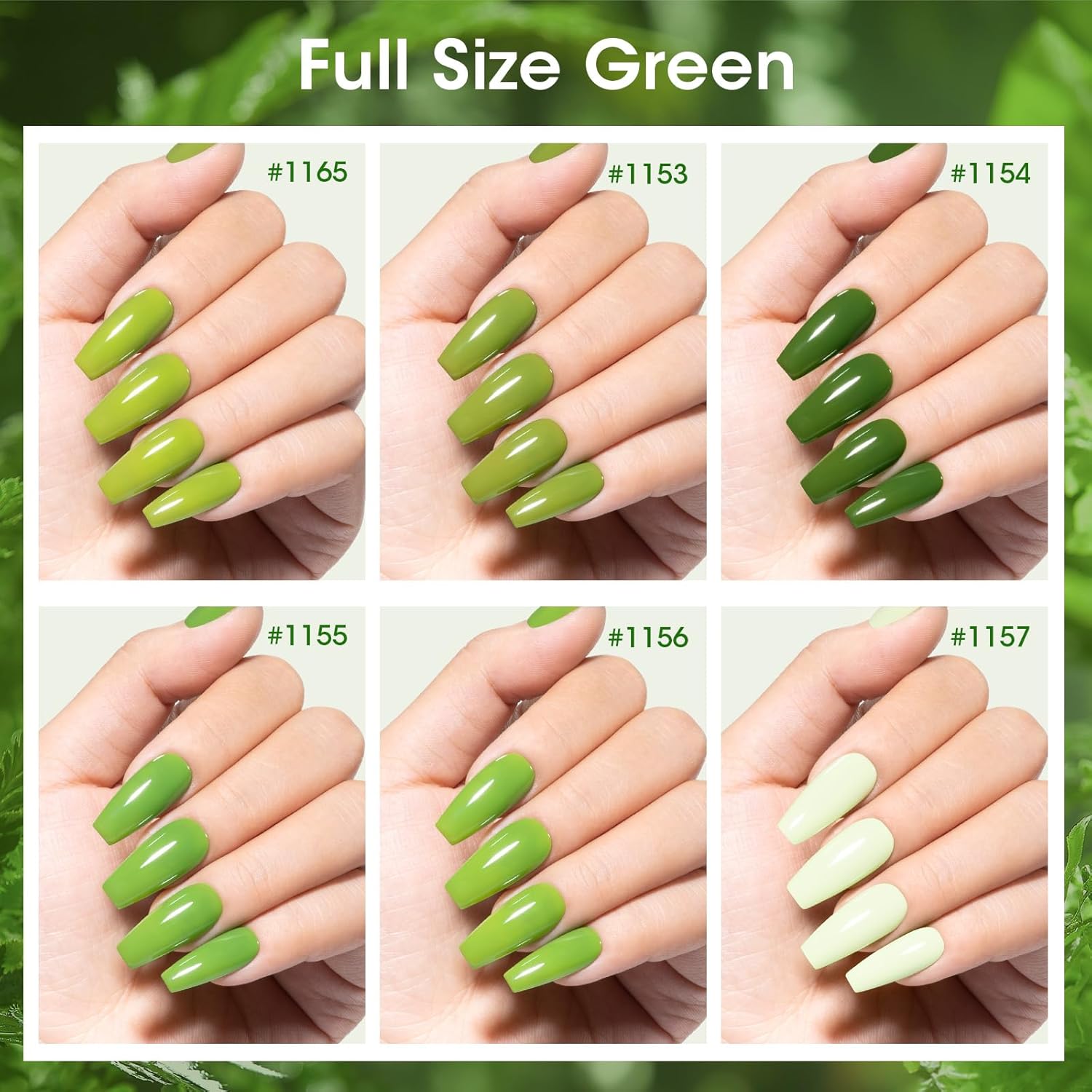 GELLEN Green Nail Polish Non Gel, Fast Air Drying Traditional Regular Green Nail Polish Spring Summer Full Size 6 Colors Lemon Olive Avocado Grass Mint Lime Set for Women Manicure St. Patrick's Day-Velvo Beauty