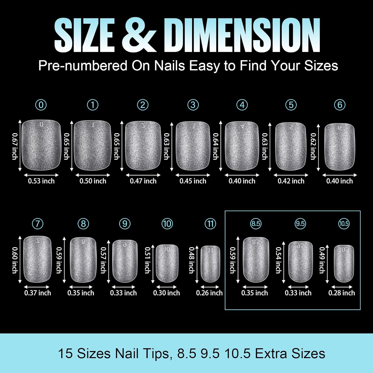 TOMICCA Extra Short Nail Tips Square, 15 Sizes Pre-shaped Soft Full Matte Square Nails, 360Pcs Acrylic Full Cover Gel Tips Press on Nails for Nail Extension Manicure-Velvo Beauty