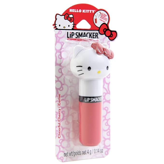Lip Smacker Lippy Pals Sanrio Hello Kitty, Flavored Moisturizing & Smoothing Soft Shine Lip Balm, Hydrating & Protecting Fun Tasty Flavors, Cruelty-Free & Vegan - Cheerful Cherry-Velvo Beauty