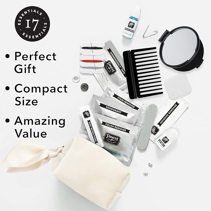 Pinch Provisions Velvet Minimergency Kit, for Her, Includes 17 Must-Have Emergency Essential Items, Compact, Multi-Functional Pouch, Gift for Parties and Birthdays-Velvo Beauty