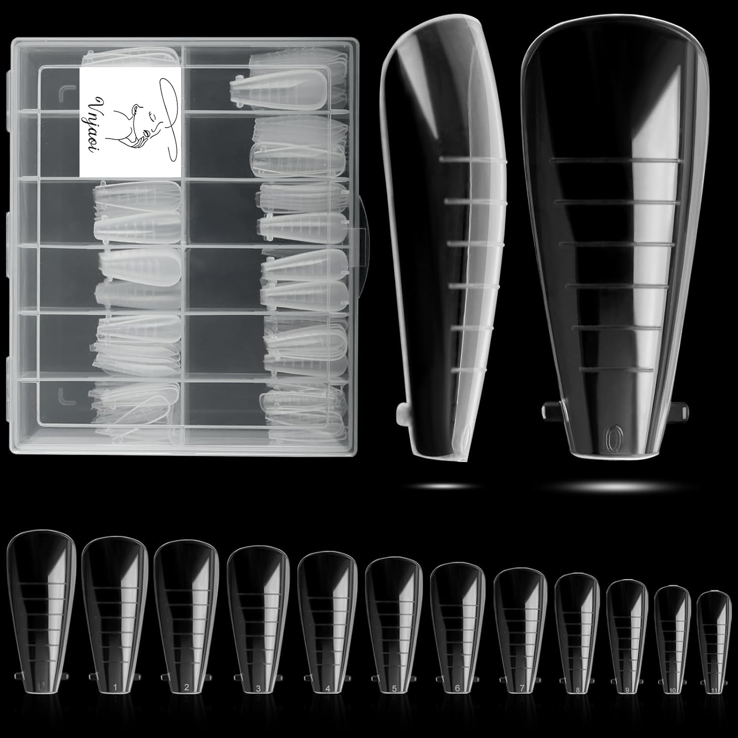 120 Pcs Poly Extension Gel Dual Nail Forms and Molds - Ballet Coffin Nail Forms Set for Gel Manicure DIY at Home-Velvo Beauty