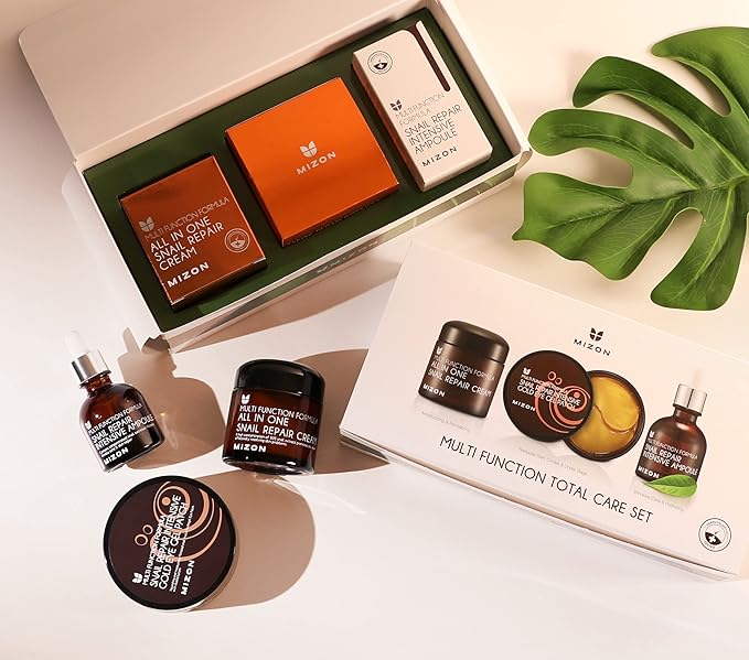 MIZON 24K Gold Snail Skincare Set - Eye Patches, Repair Cream & Ampoule for Sensitive Skin, Anti-Aging & Moisturizing-Velvo Beauty