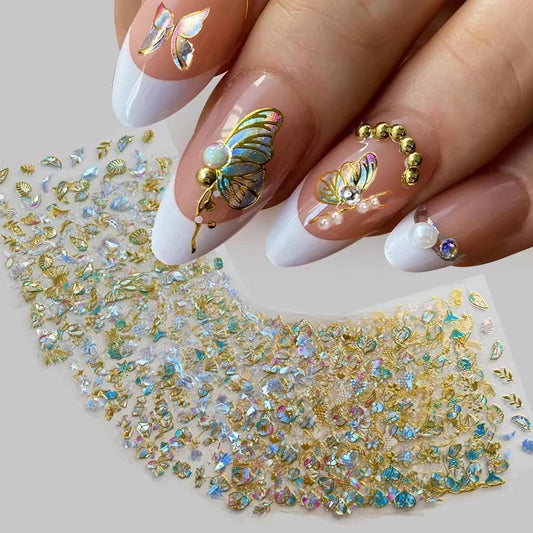 20 Sheets Butterfly Nail Stickers Y2k Gold 3D Self Adhesive Shiny Butterflies Nail Art Charms Decals Heart Nails Supplies Decoration Accessories (ST-GB)-Velvo Beauty