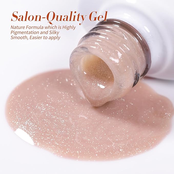 Born Pretty Gel Nail Polish Nude Pink Series,Jelly Transparent,Cat Magnetic Eye,Shimmer Glitter Holographic Nude Pink Gel Polish Kit for Salon Manicure and Nail Art DIY at Home 6Colors-Velvo Beauty