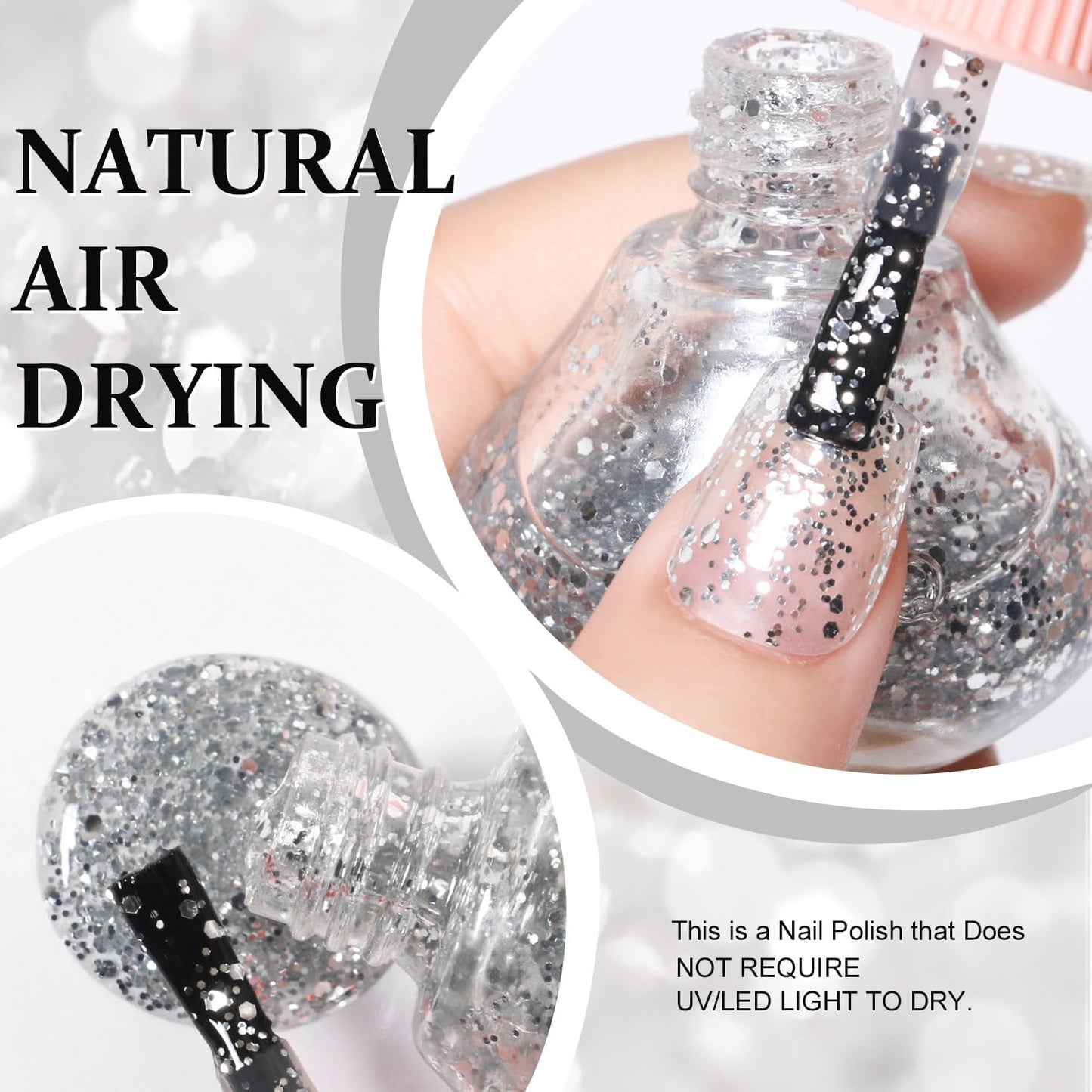 Major Dijit Quick Dry Nail Polish Clear Silver Summer Nail Lacquer for Nail Art Regular Nail Polish 0.41 fl oz.-Velvo Beauty