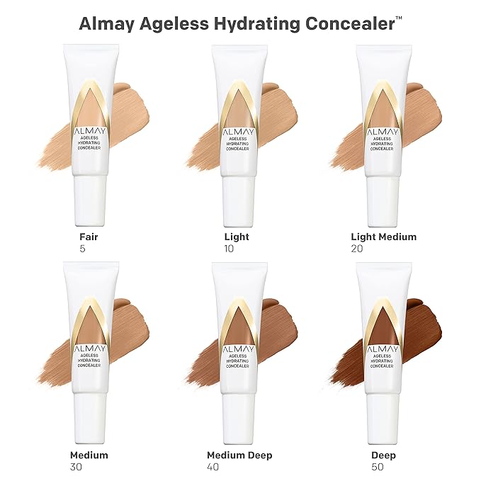 Almay Anti-Aging Concealer, Face Makeup with Hyaluronic Acid, Niacinamide, Vitamin C & E, Hypoallergenic, -Fragrance Free, 040 Medium Deep, 0.37 Fl Oz (Pack of 1)-Velvo Beauty