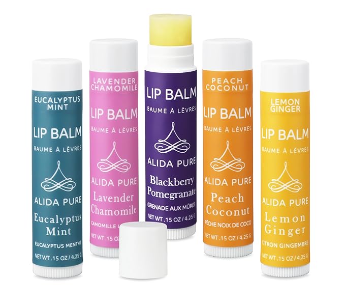 Duet Lip Balm Collection, Vegan Lip Balm Set, Beeswax Free, with Avocado Oil, Organic Jojoba Oil, and Vitamin E, Natural Moisturizer for Dry, Chapped Lips, 5 Tube Set-Velvo Beauty