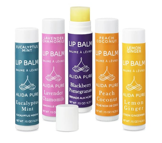 Duet Lip Balm Collection, Vegan Lip Balm Set, Beeswax Free, with Avocado Oil, Organic Jojoba Oil, and Vitamin E, Natural Moisturizer for Dry, Chapped Lips, 5 Tube Set-Velvo Beauty