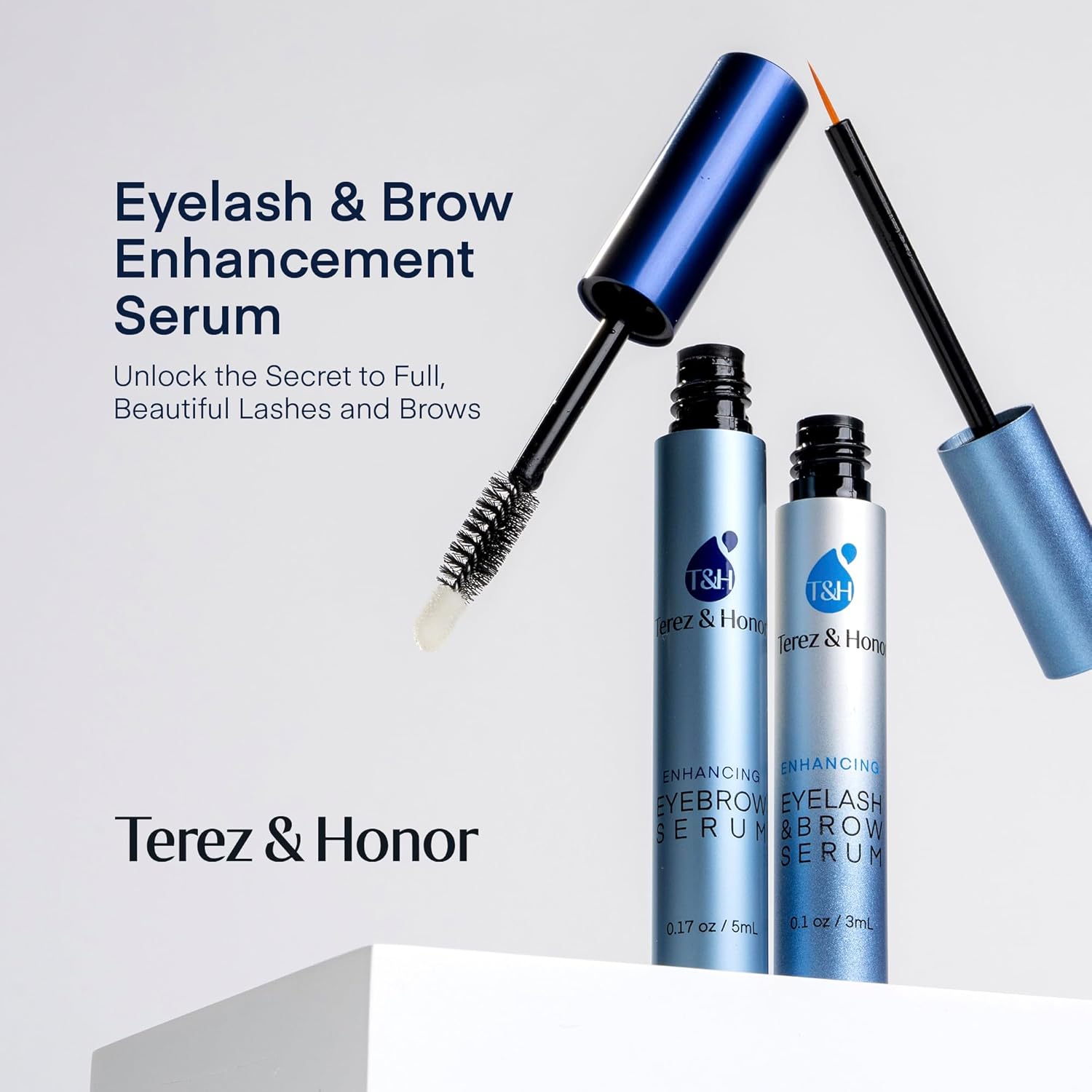 Natural Eyelash Serum with Eyebrow Serum Set - Boost Eyelash Growth Enhancer for Longer, Thicker, Fuller-Looking Lashes and Brows - Gentle & Effective Formular [3 mL + 5mL]-Velvo Beauty