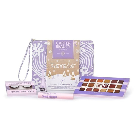 Carter Beauty The Eye Edit - Accentuates The Eyes - Transform Your Eye Makeup Look - Includes Mascara, Eyeshadow Palette, Gel Liner, Natural False Lashes - Vegan And Paraben Free - 5 Pc Gift Set-Velvo Beauty