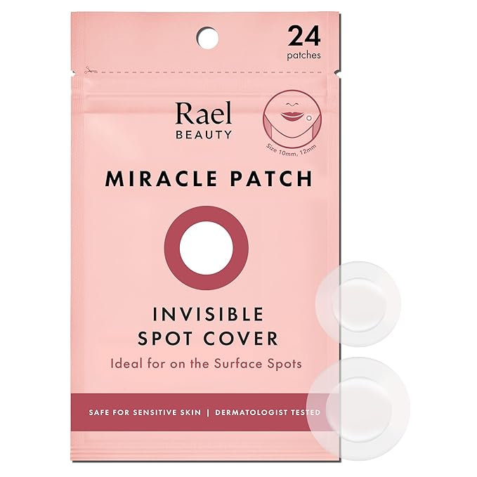 Rael Pimple Patches, Miracle Invisible Spot Cover - Hydrocolloid Acne Patch, Treatment for Breakouts, Absorbs Zits & Blemish, Korean Skin Care, 2 Sizes (24 Count)-Velvo Beauty