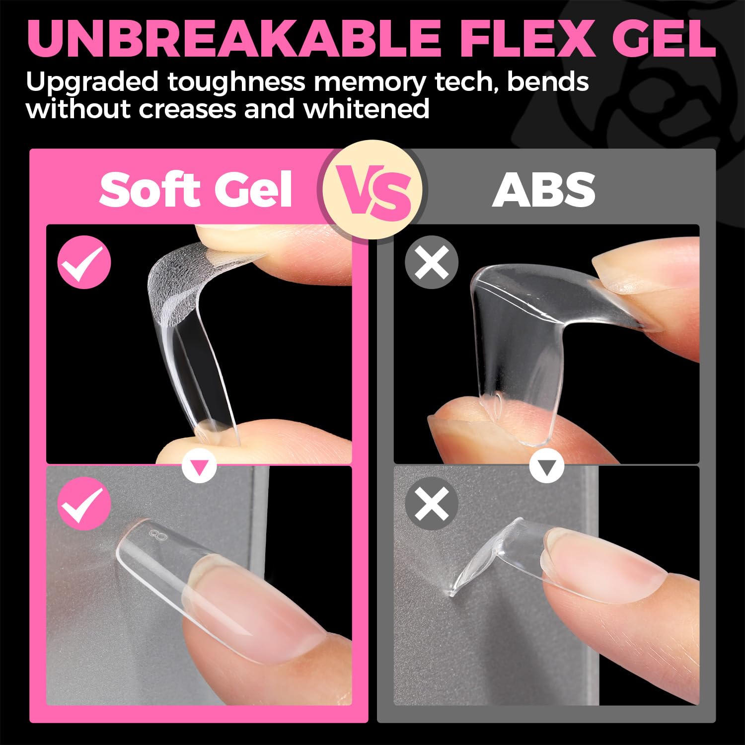 UNA GELLA Long Coffin Nail Tips, 504pcs Pre-Shape Fake Nails Half Matte Full Cover Acrylic Gel Nail Tips Clear Long Coffin Press On Nails Home DIY Extension 12 Sizes Gelly Tips-Velvo Beauty