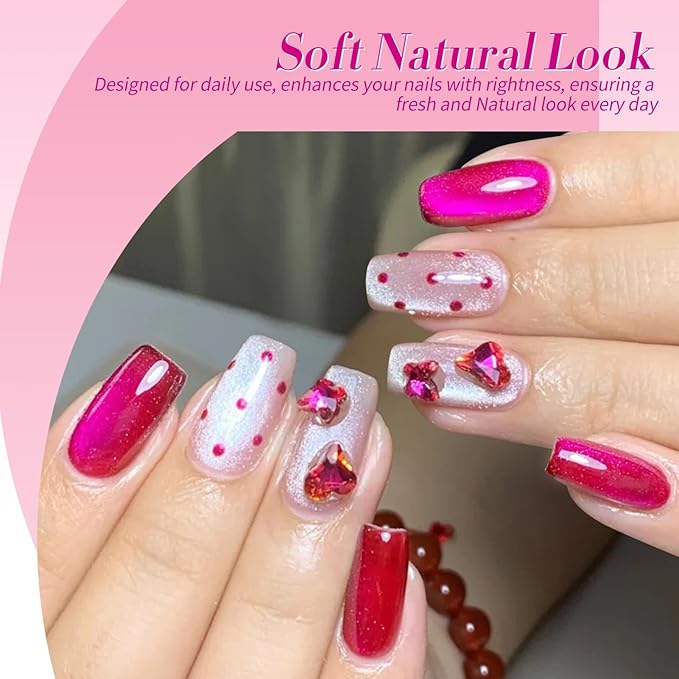 Born Pretty Gel Nail Polish Pink Series,Jelly Transparent Gel Polish, Cat Magnetic Eye,Holographic Glitter Hot Pink Nude Gel Polish for Salon Manicure and Nail Art DIY at Home 6 Colors-Velvo Beauty