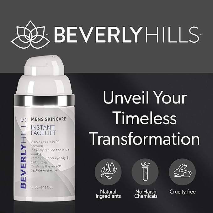 Beverly Hills Mens Instant Facelift and Eye Serum Treatment for Dark Circles, Puffy Eyes, and Wrinkles-Velvo Beauty