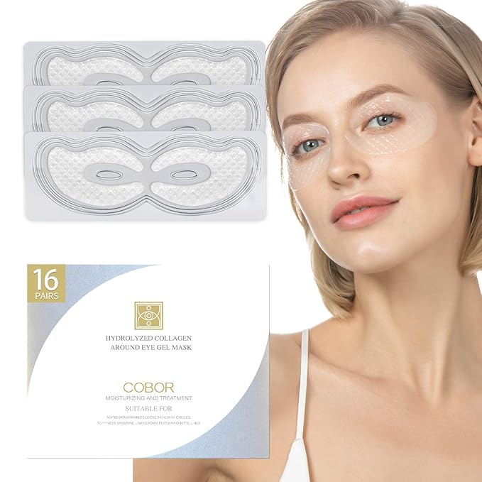 Hydro Collagen Eye Mask Crystal Eye Patches Anti-Aging Under eye Pads Natural Eye Treatment for Wrinkles Dark Circles Bags Moisturize Puff Eye Spa-16 Pairs-Velvo Beauty