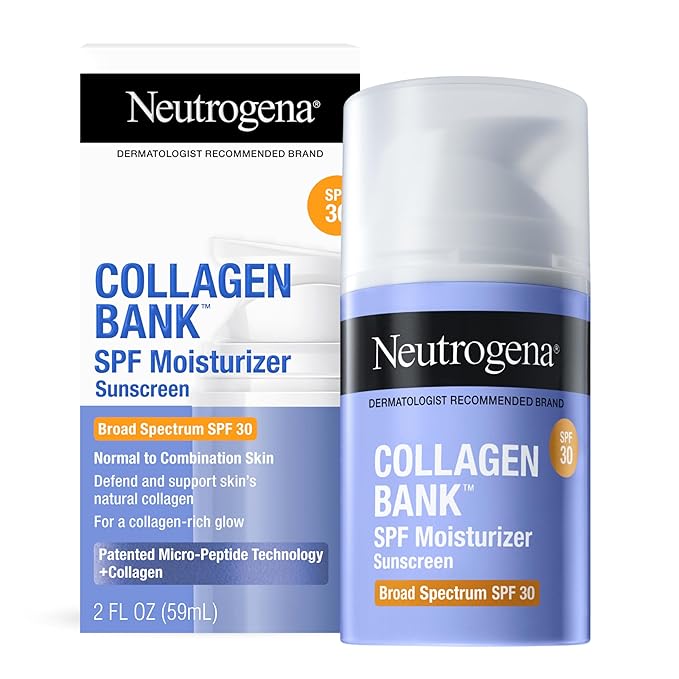 Neutrogena Collagen Bank Face Moisturizer, Broad Spectrum SPF 30 Anti-Aging Face & Neck Collagen Cream, Micro-Peptides, No White Cast 2 fl oz & Trial Size Hydro Boost Facial Cleanser, 0.5oz-Velvo Beauty