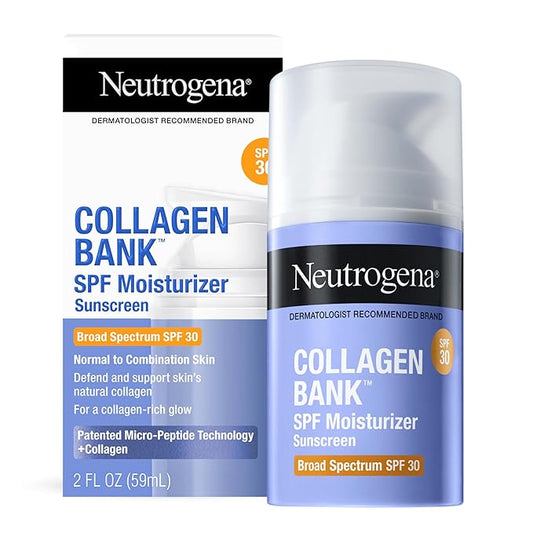 Neutrogena Collagen Bank Face Moisturizer, Broad Spectrum SPF 30 Anti-Aging Face & Neck Collagen Cream, Micro-Peptides, No White Cast 2 fl oz & Trial Size Hydro Boost Facial Cleanser, 0.5oz-Velvo Beauty