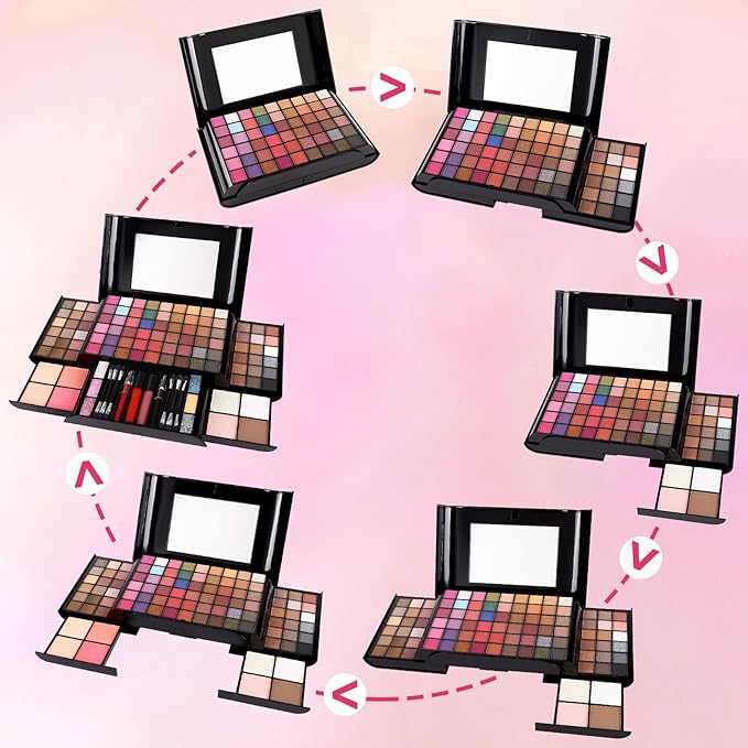 All In One Professional Makeup Kit Include Eyeshadow Palette Blushes Compact Bronzing Highlighter Powder Glitter Lipliner Eyeliner Pencil Brushes with Mirror Make Up Set Christmas Gifts For Women Girl-Velvo Beauty