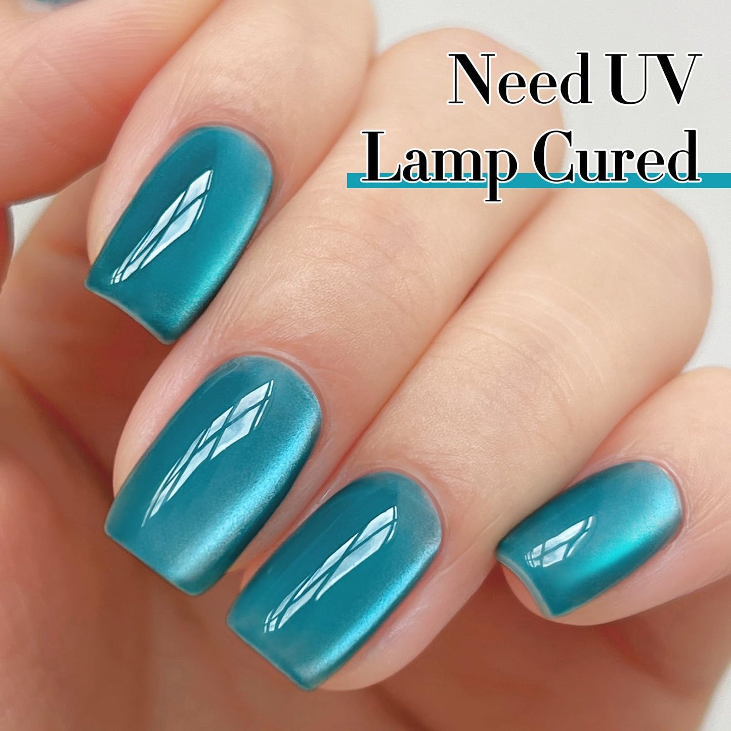 Double Rhythm Jelly Glass Cat Eye Gel Polish with Magnet 15ML Holographic Glitter Shimmer Translucent Sheer Color Magnetic Polish Salon DIY at Home (Jelly Teal-MC1120)-Velvo Beauty