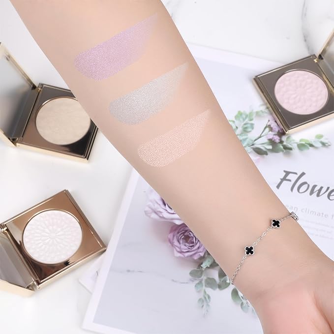 Face Highlighters Exquisite 3D Texture Luminizers Palette, Shiny Contour Makeup Illuminator for Body Cheek Eyebrow Nose Chin Lip Glossy Shimmer Contouring Palette-Velvo Beauty