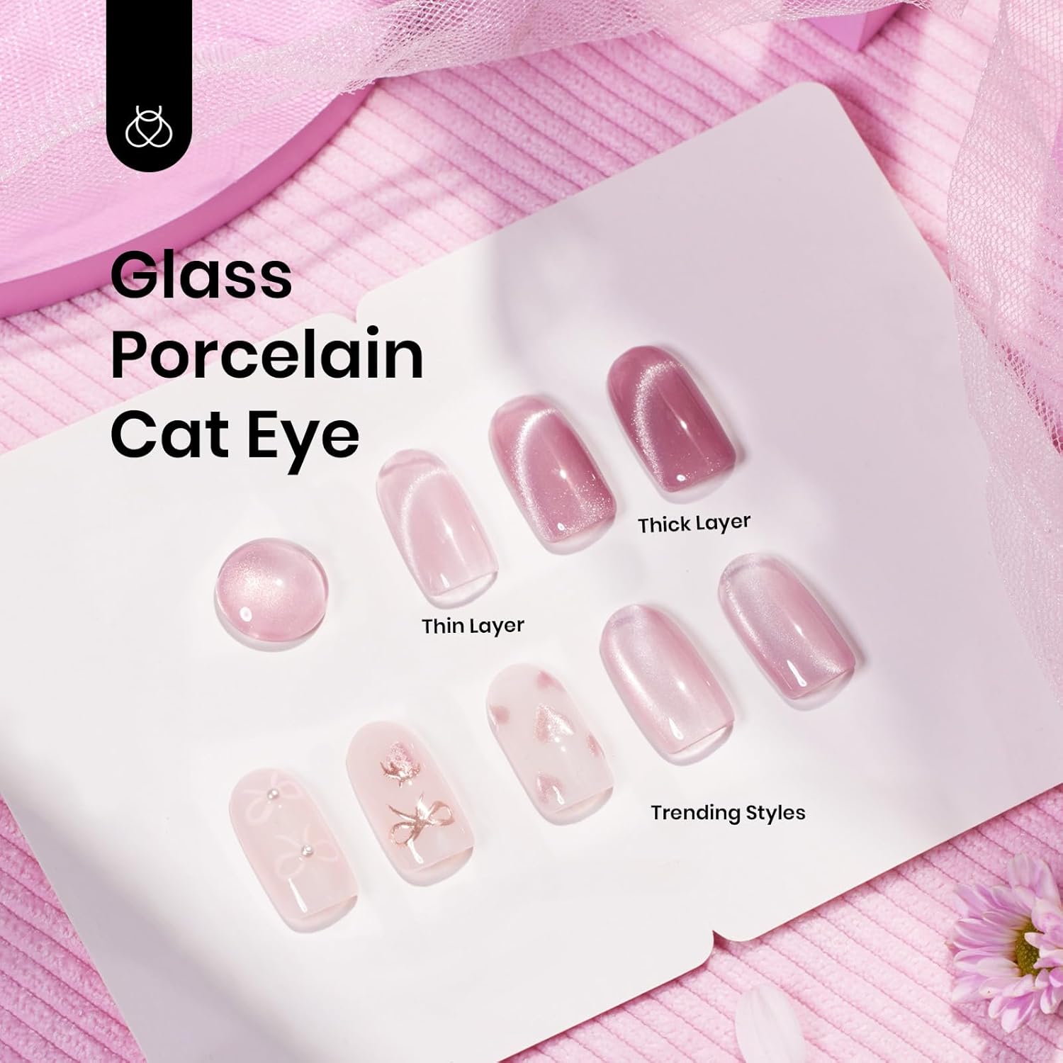 Beetles Cat Eye Gel Nail Polish, 15ML Pink Cat Eye Glitter Gel Nail Polish Holographic Pink Cat Eye Magnetic Reflective Translucent Gel Polish Nail Art DIY at Home-Velvo Beauty