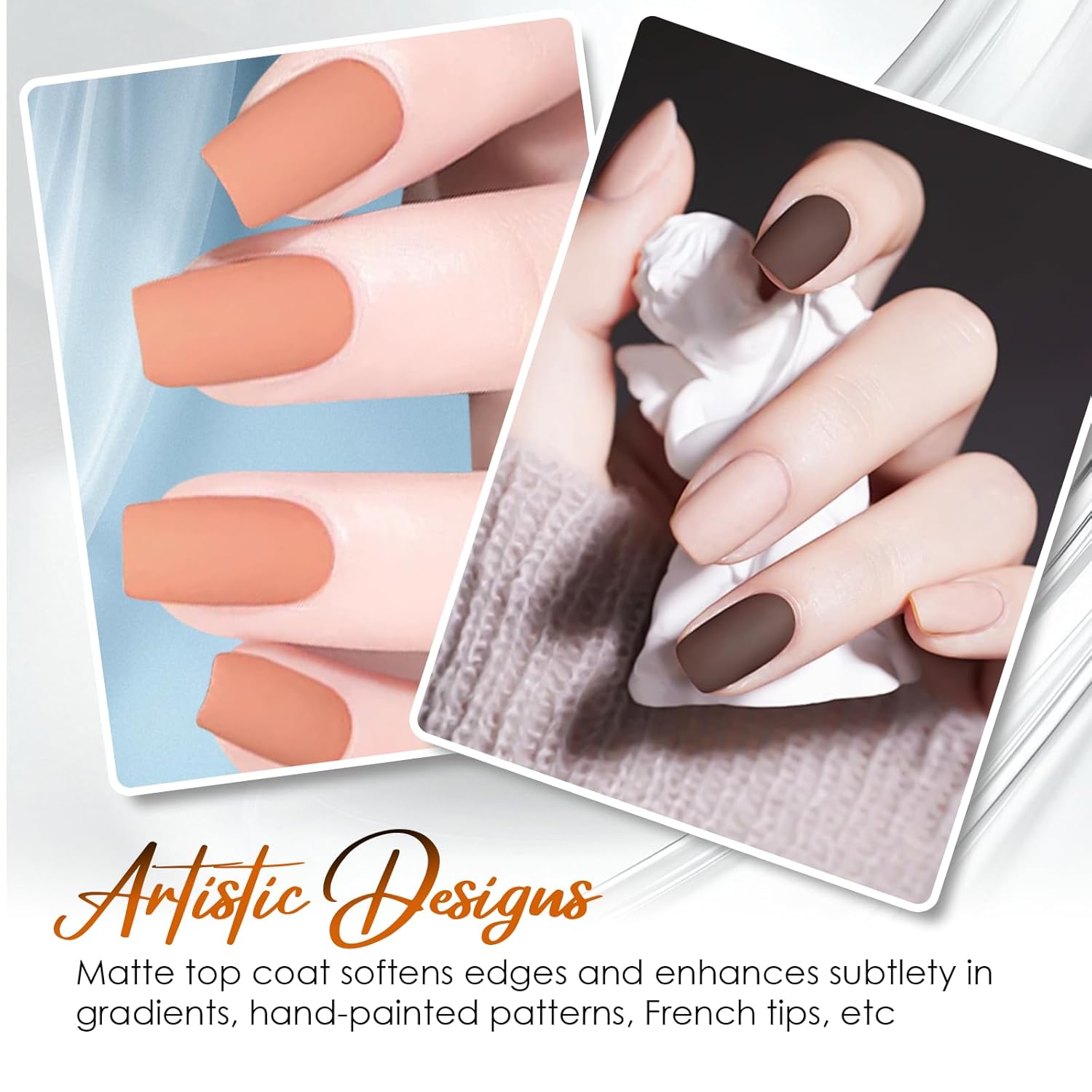 Matte Top Coat Nail Polish,Quick Dry Nail Lacquer Top Coat, Powder-Resist Matte Finish for Detail Chrome Powder Painting,Nail Lacquer for Manicure & Nail Art, Salon-Quality-Velvo Beauty